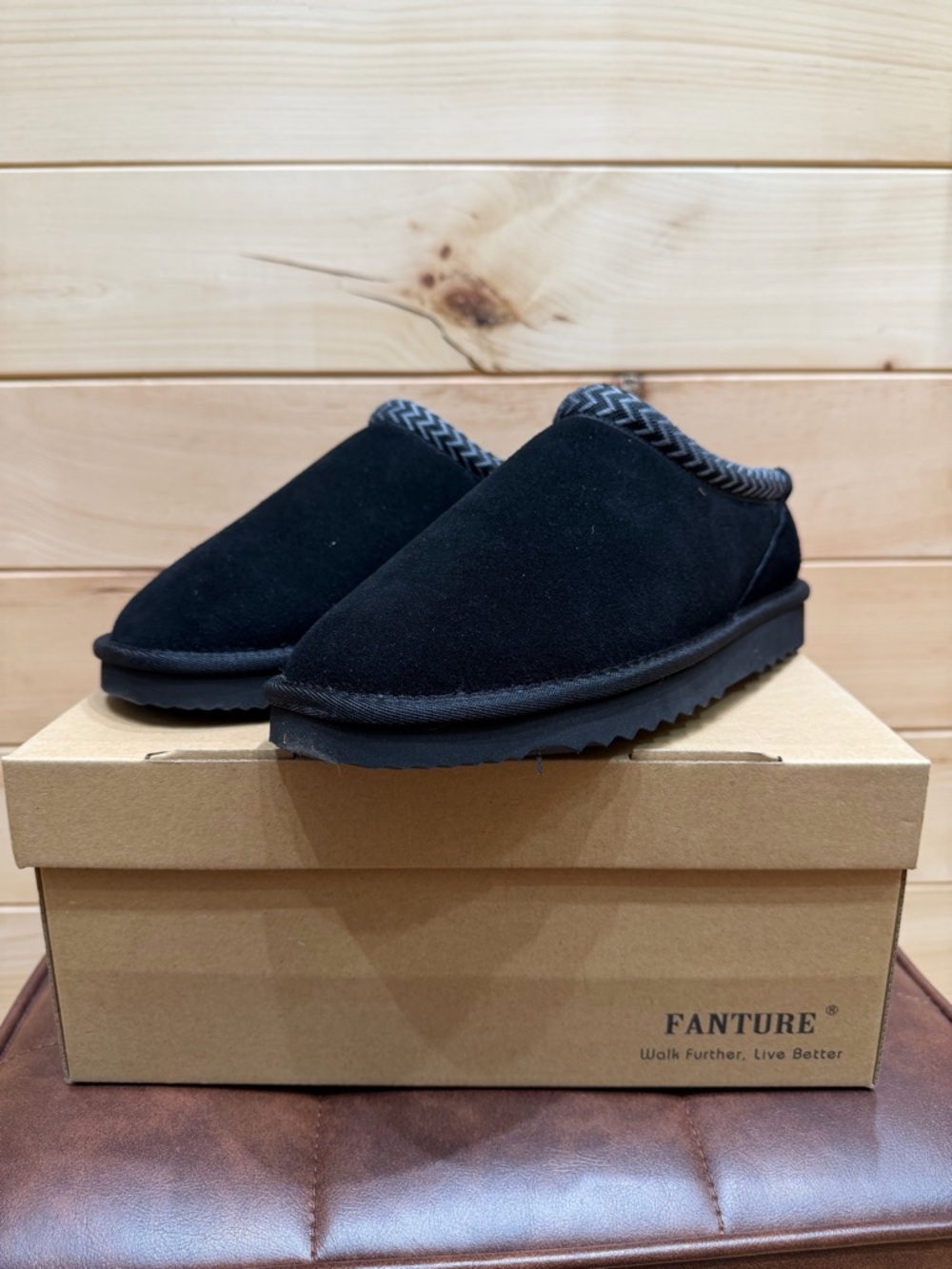 Women’s Black Slip-On Fleece-Lined Slippers
